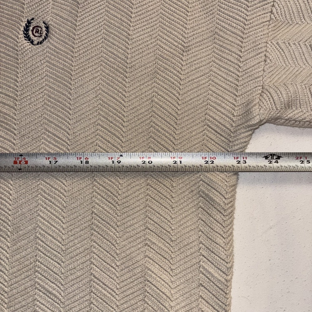Vintage Chaps Ralph Lauren Sweater Men XL Beige Cream Herringbone Knit Crewneck - Picture 6 of 11